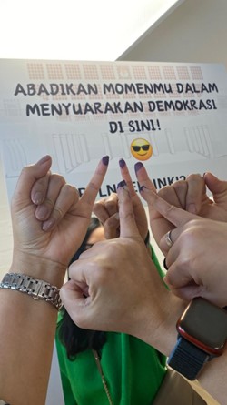 Purple fingers as sign of cast votes in Helsinki